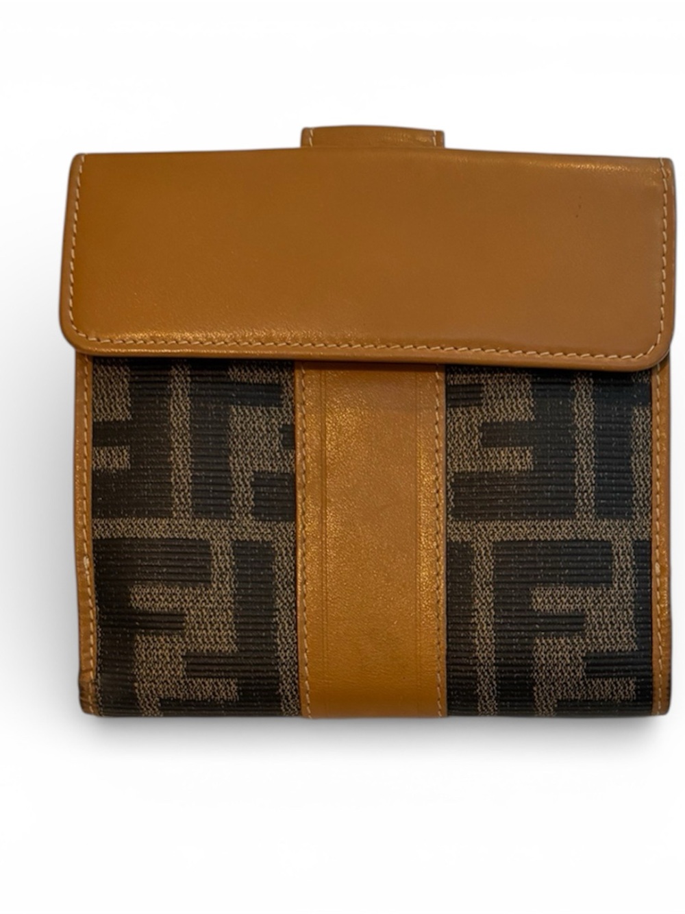 Fendi Brown and Tan Monogram Bifold Wallet